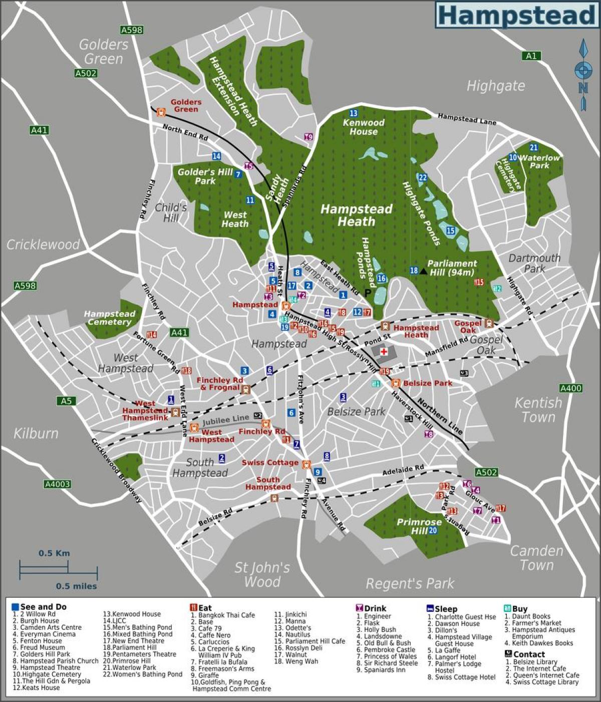 map of Hampstead London