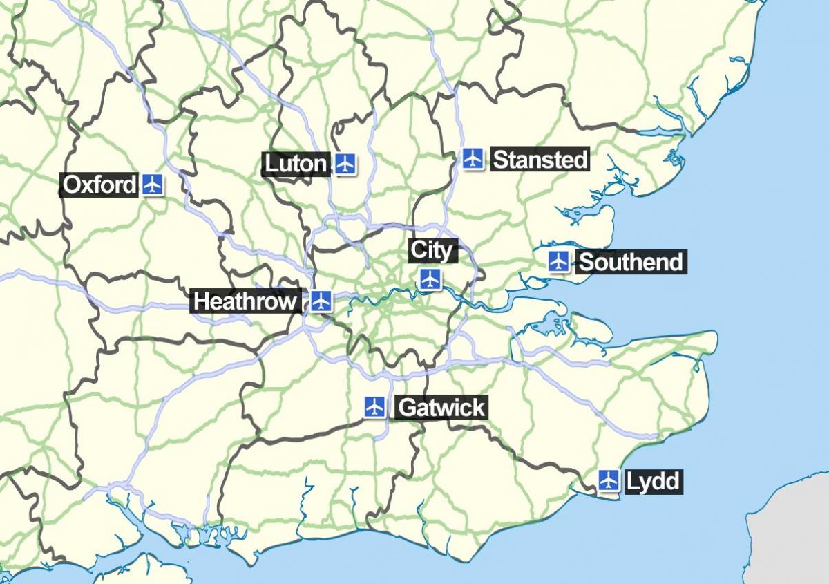 Map of London airports - Airports London map (England)