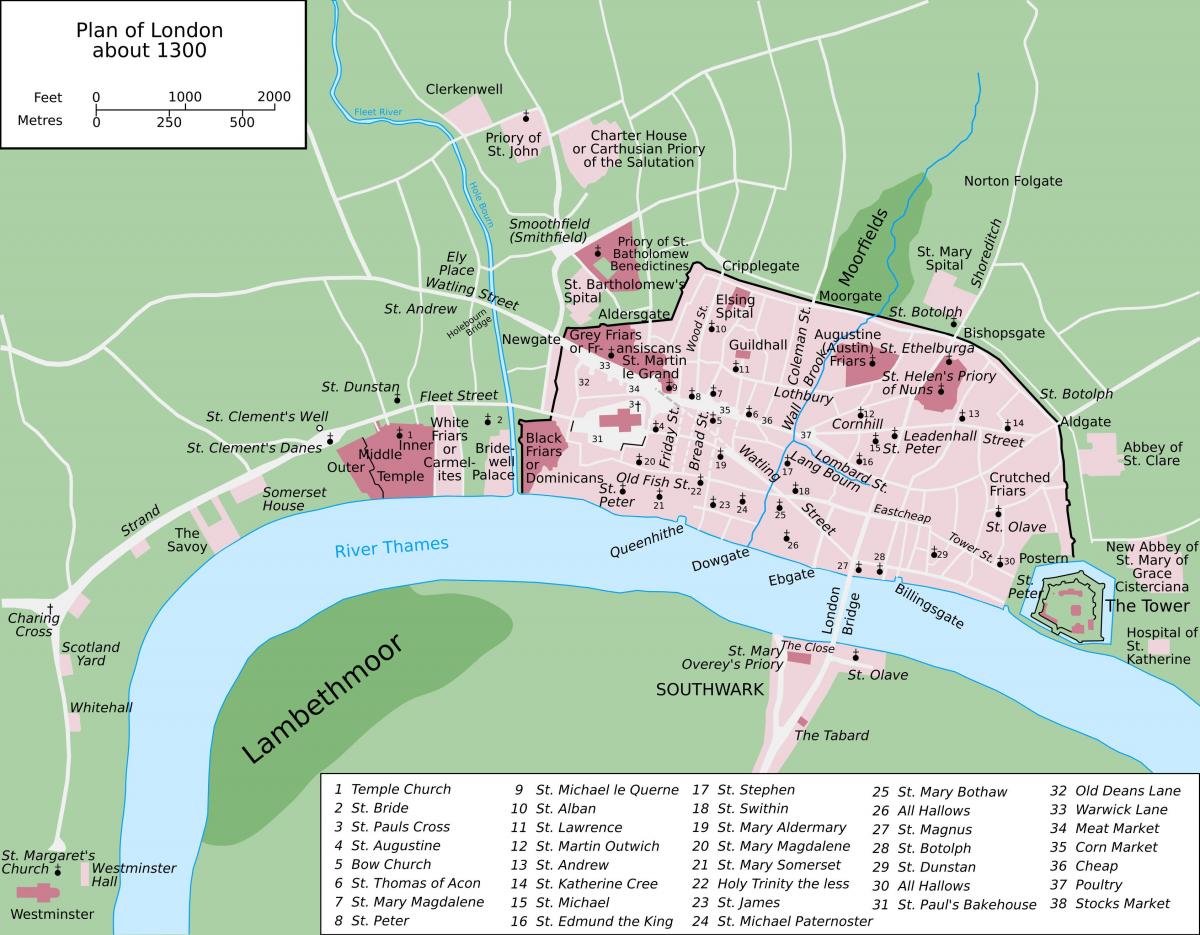 map of medieval London