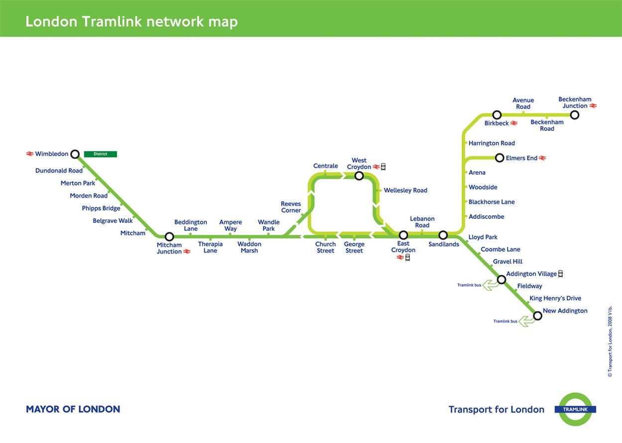 Croydon Map Croydon Tram Map England 