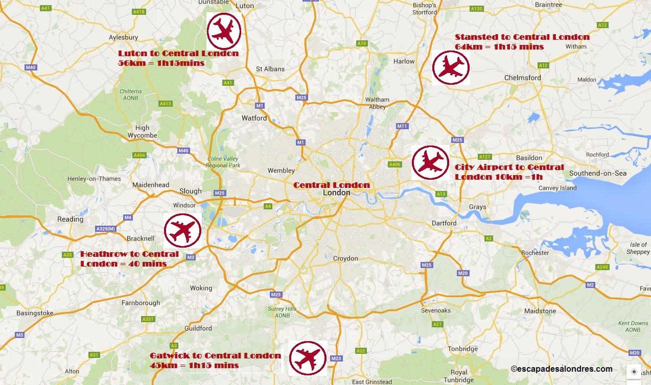 London Airports Map 