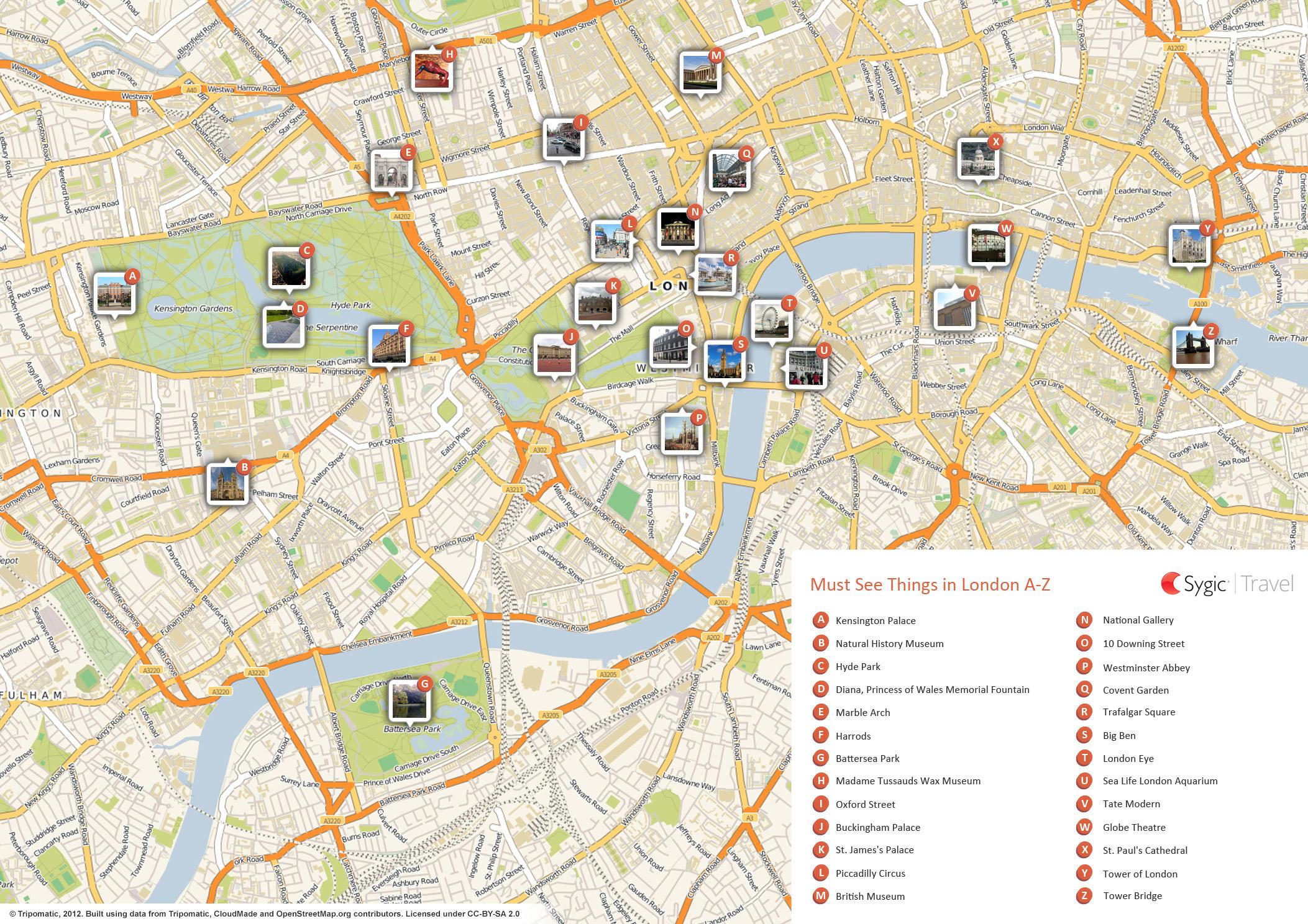 london map of tourist attractions