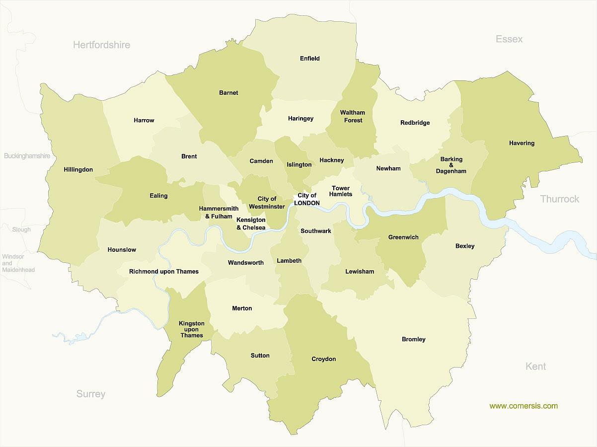 London Borough Map Map Of London Boroughs England