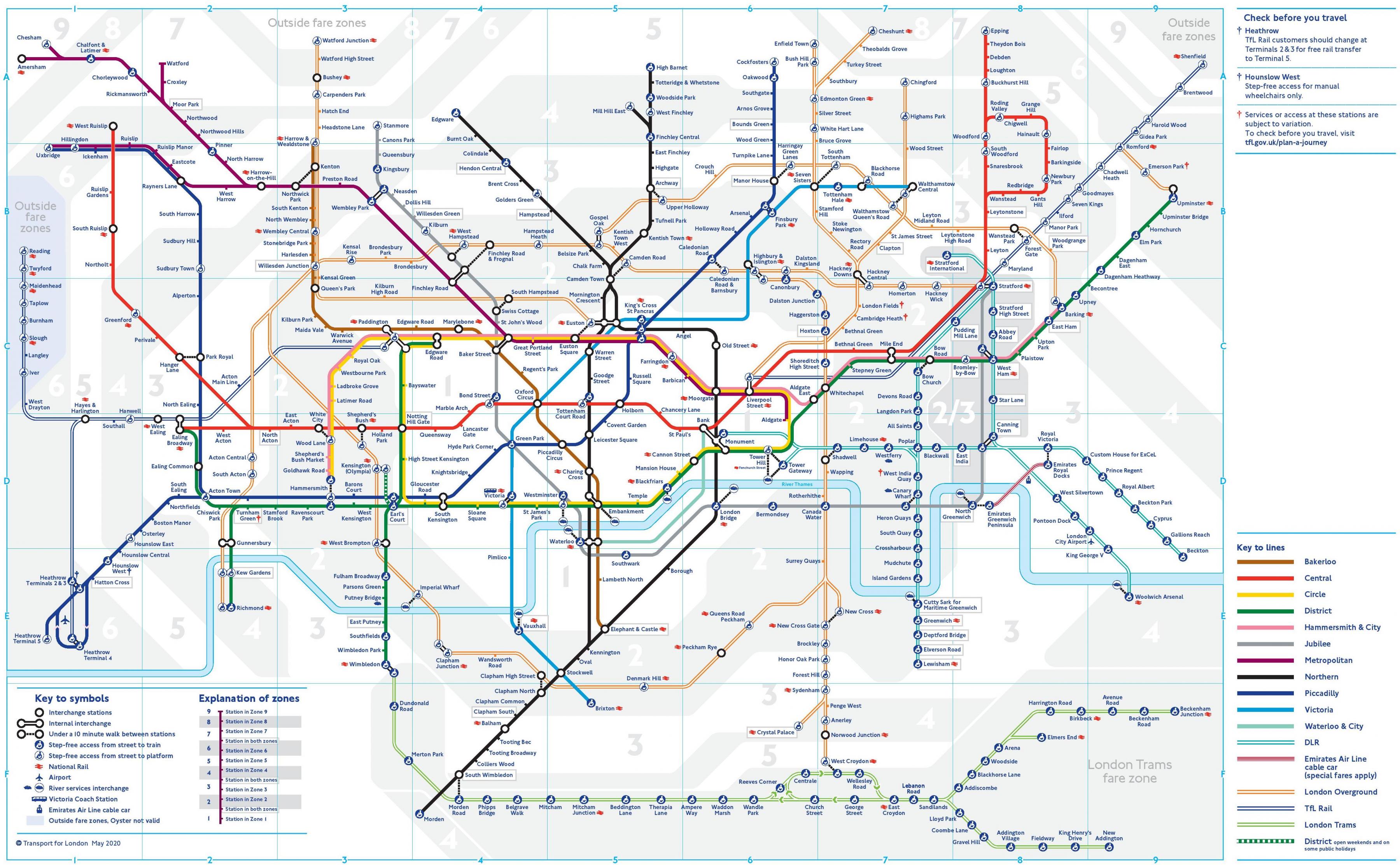 London tube map London tube and rail map (England)