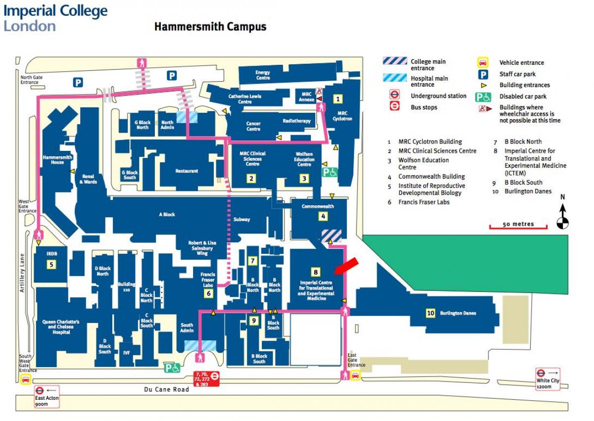 Imperial college London map - Map of Imperial College London (England)