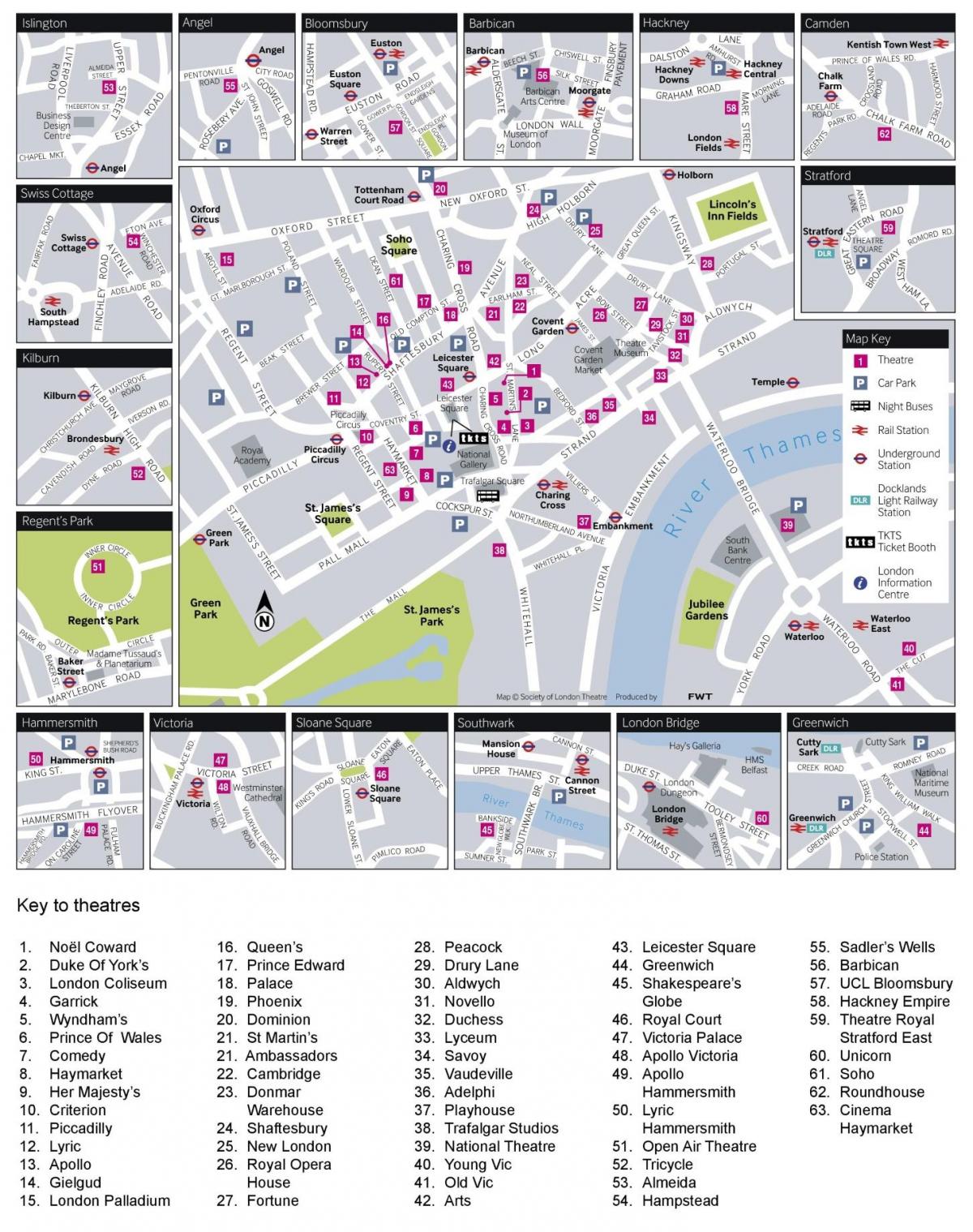 map of theaters London