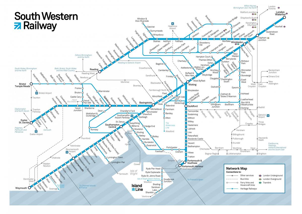 southwest trains map