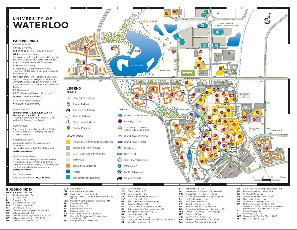 map of Waterloo campus